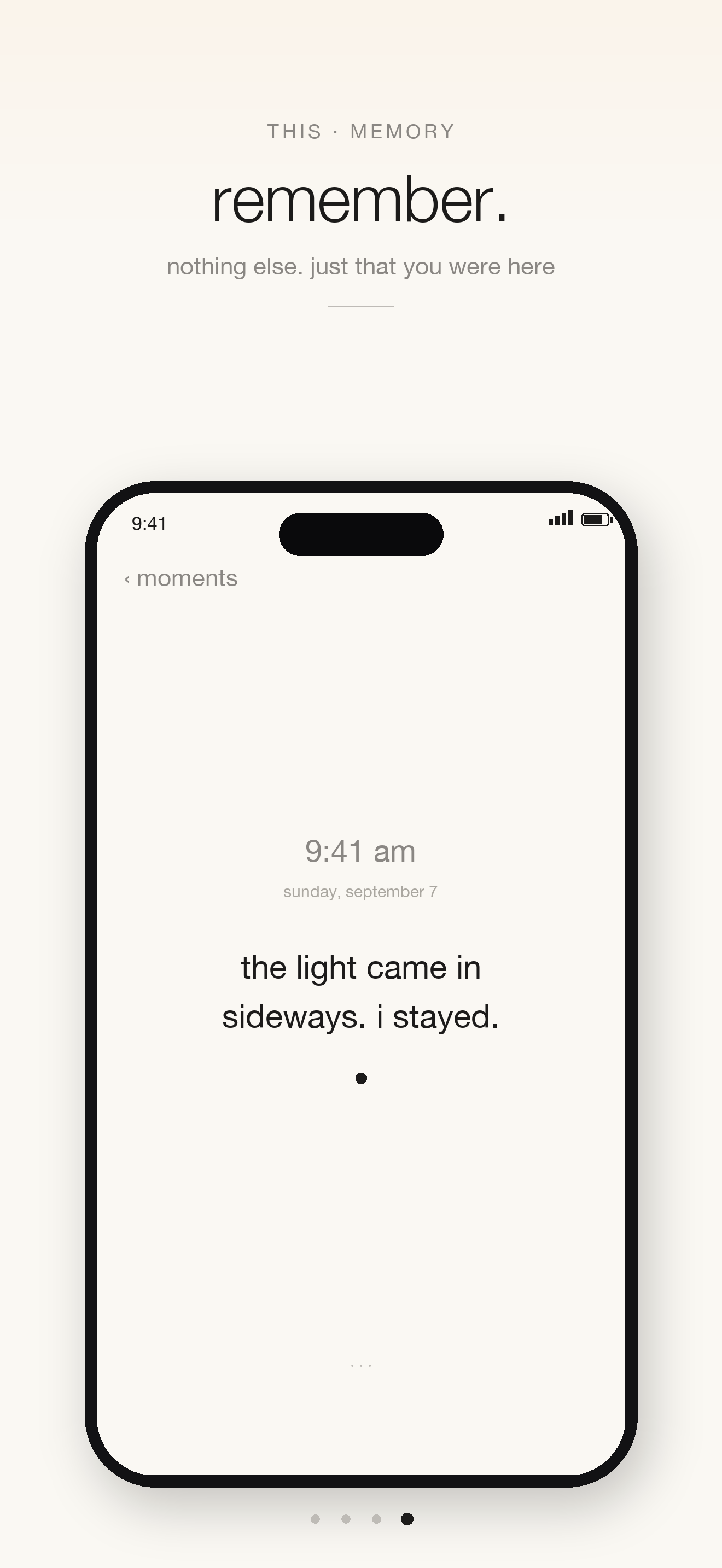 Moment detail: a single remembered fragment with its time and date